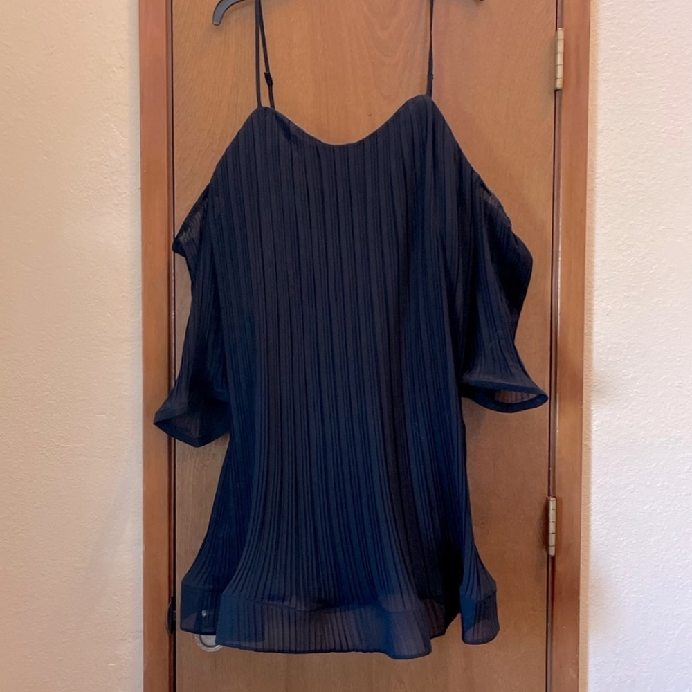 Black Chiffon Pleated Top